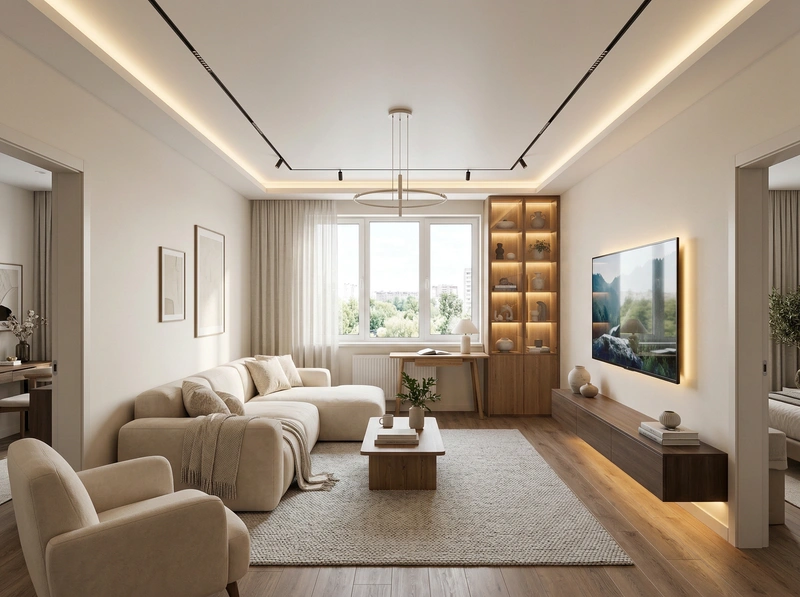 Дизайн интерьера в стиле Минимализм — Гостиная от нейросети RoomGPT