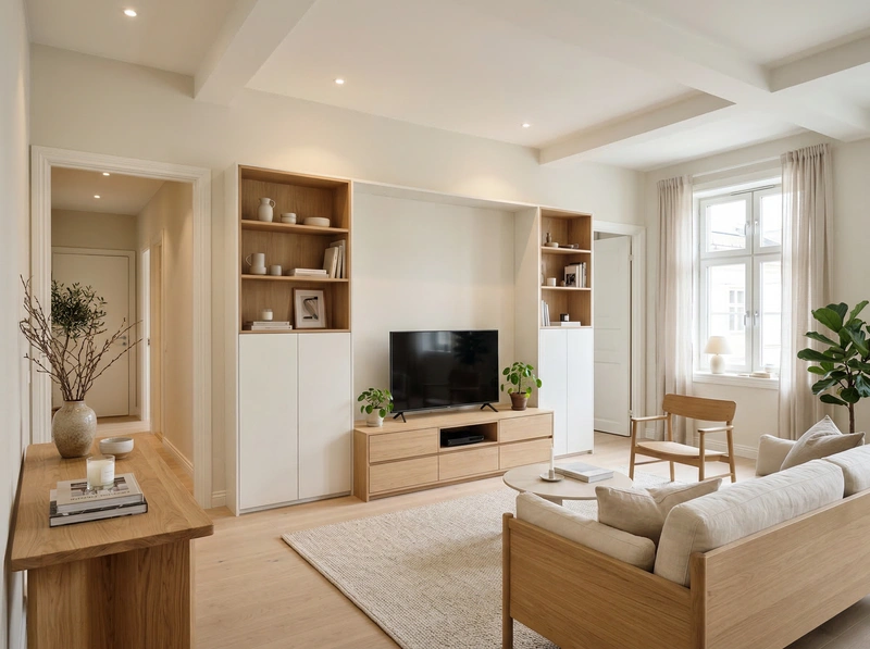 Дизайн интерьера в стиле Сканди — Гостиная от нейросети RoomGPT