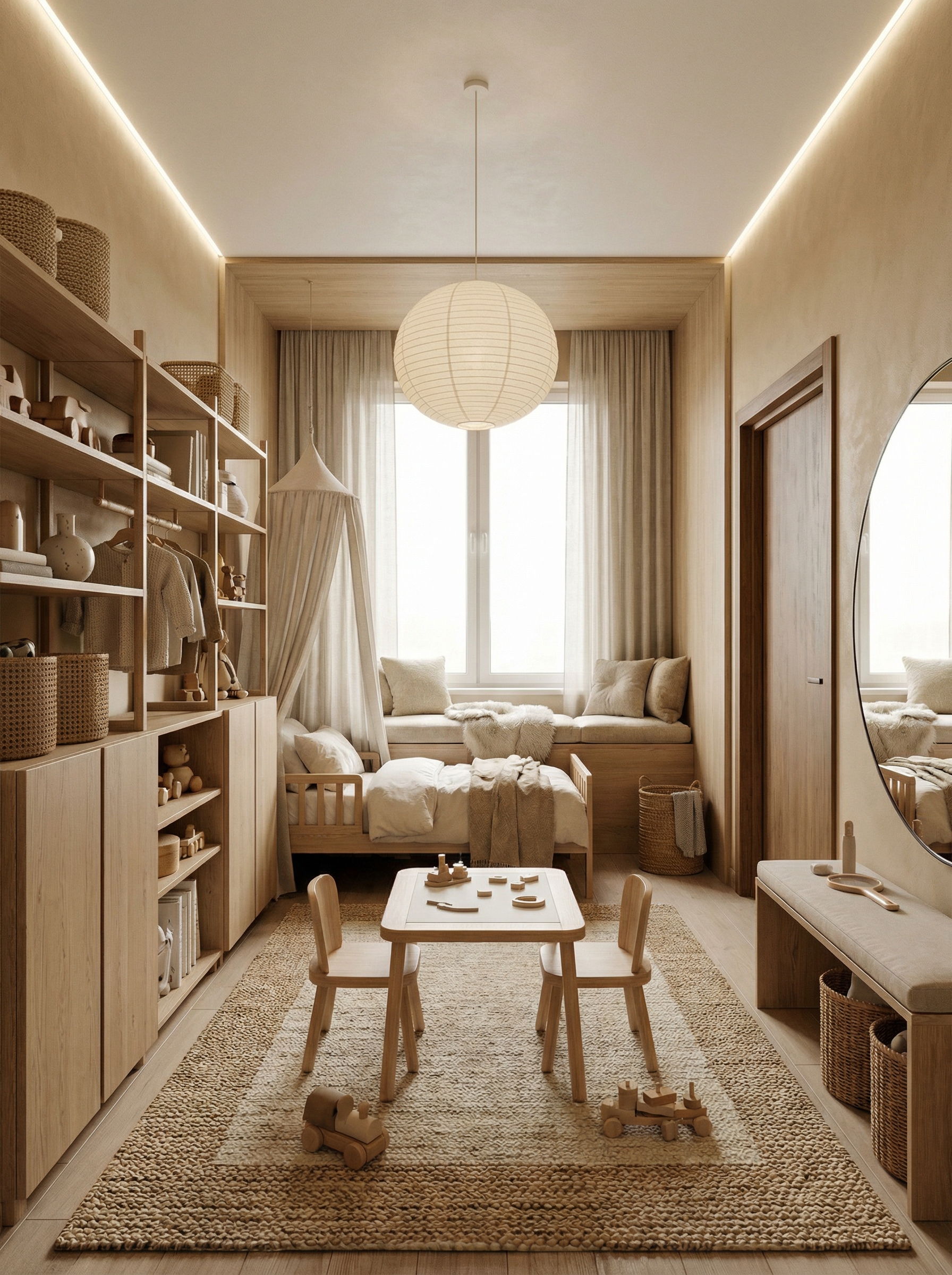 Дизайн детской в стиле Japandi — фото интерьера от нейросети RoomGPT