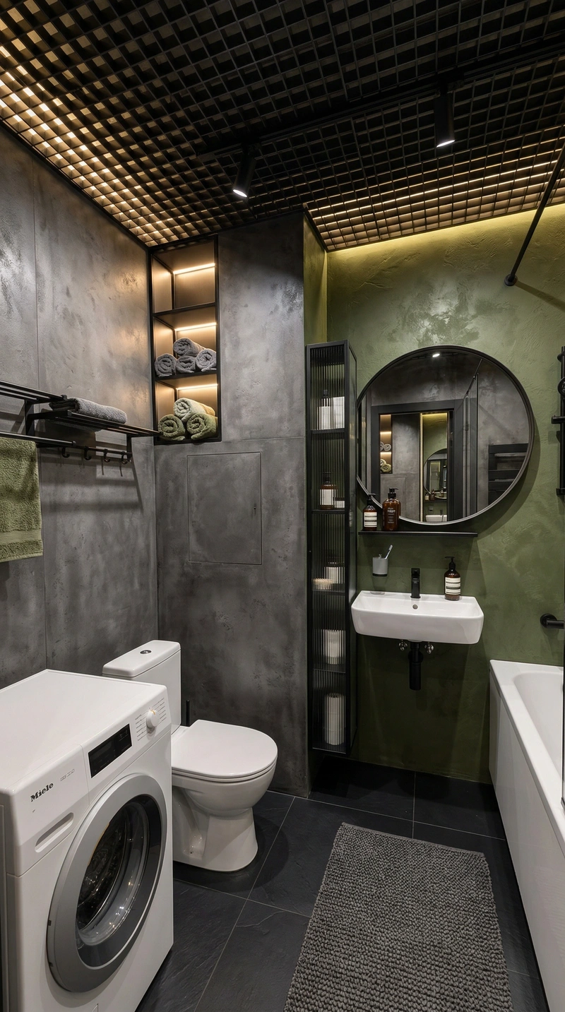 Дизайн интерьера в стиле Лофт — Ванная от нейросети RoomGPT