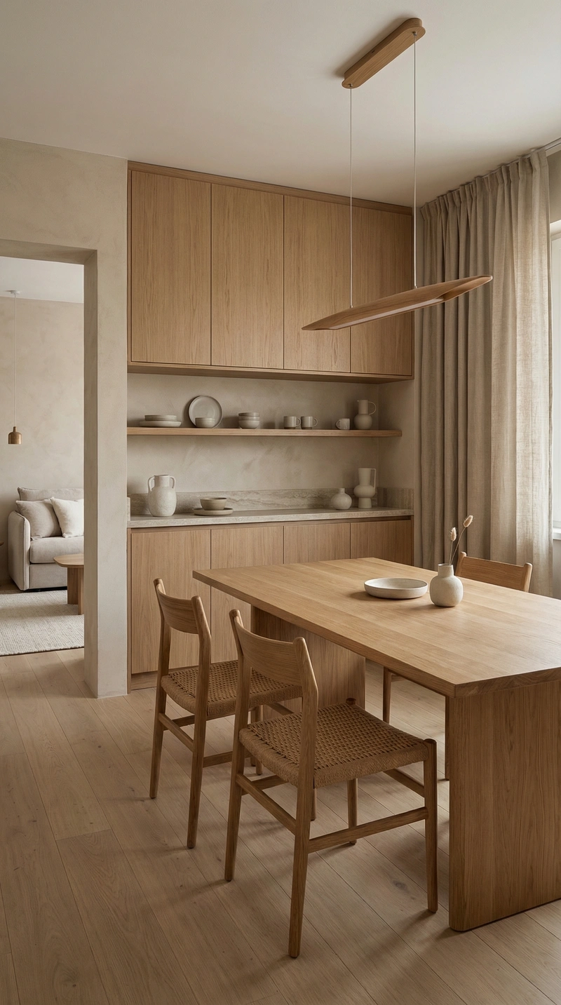 Дизайн кухни в стиле Japandi — фото интерьера от нейросети RoomGPT