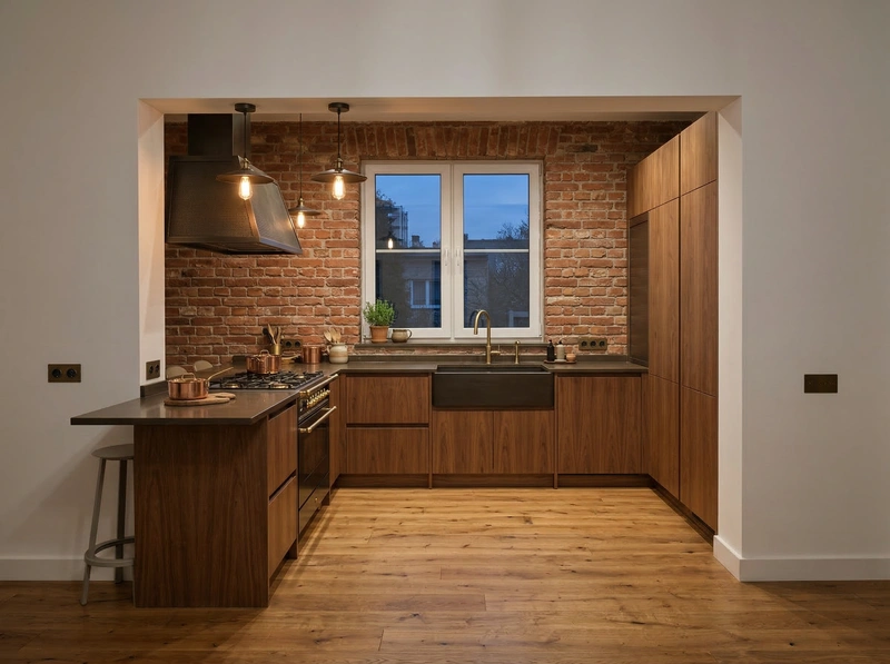 Дизайн кухни в стиле Лофт — фото интерьера от нейросети RoomGPT