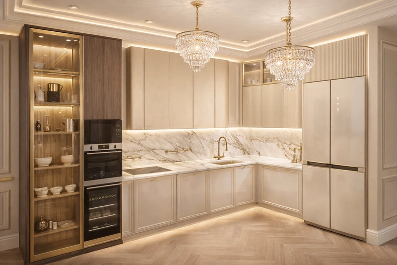 Дизайн кухни в стиле Неоклассика — фото интерьера от нейросети RoomGPT