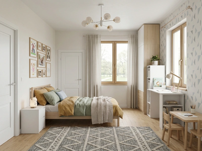 Дизайн детской в стиле Сканди — фото интерьера от нейросети RoomGPT