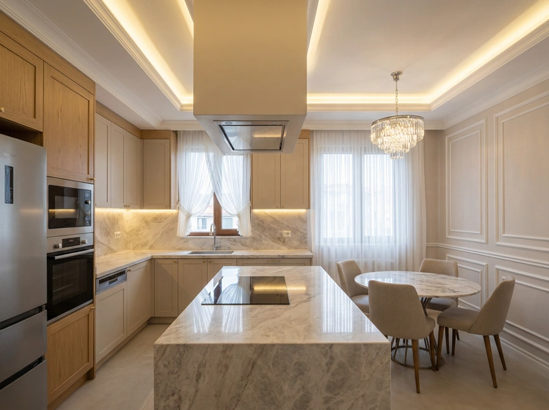 Дизайн интерьера в стиле Классика — Кухня от нейросети RoomGPT