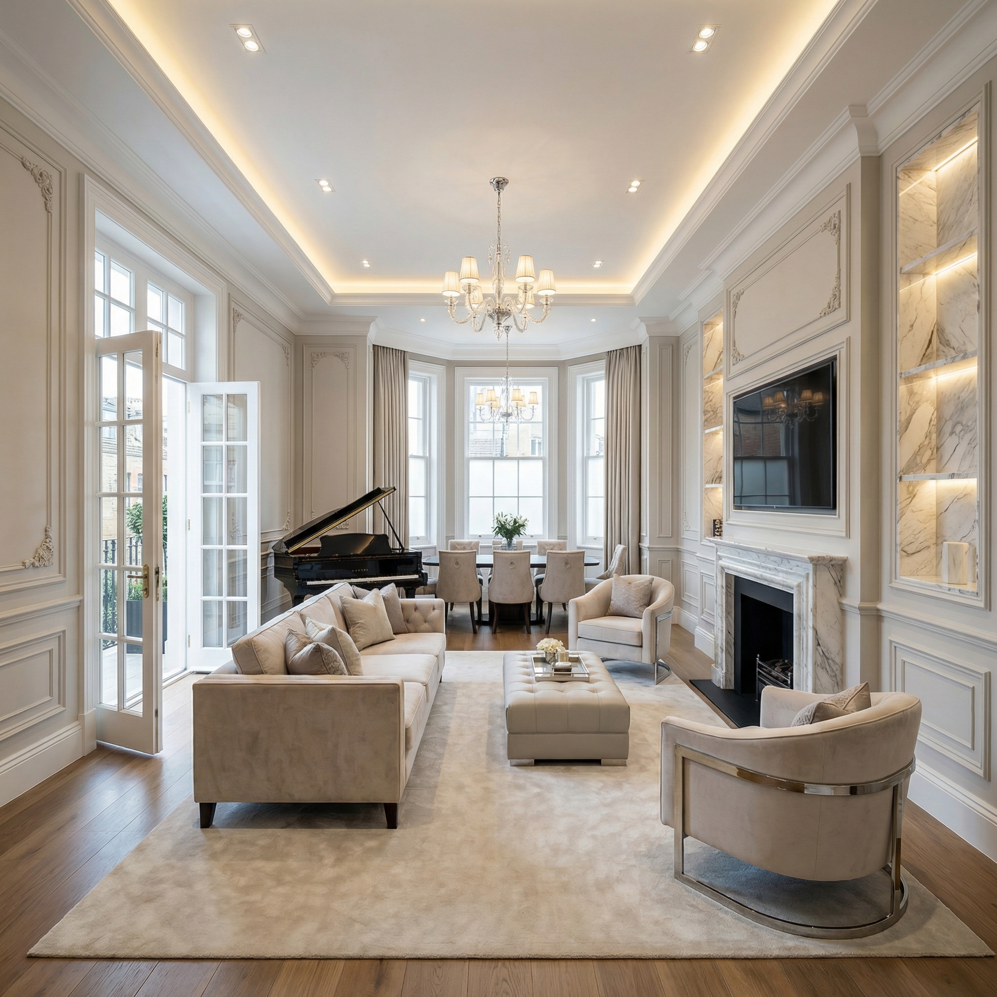 Дизайн гостиной в стиле Классика — фото интерьера от нейросети RoomGPT