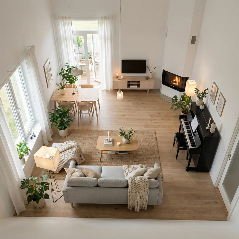 Дизайн интерьера в стиле Хюгге — Гостиная от нейросети RoomGPT