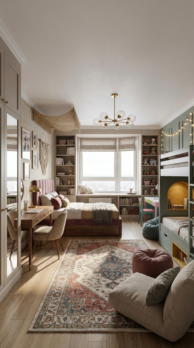 Дизайн детской в стиле Эклектика — фото интерьера от нейросети RoomGPT