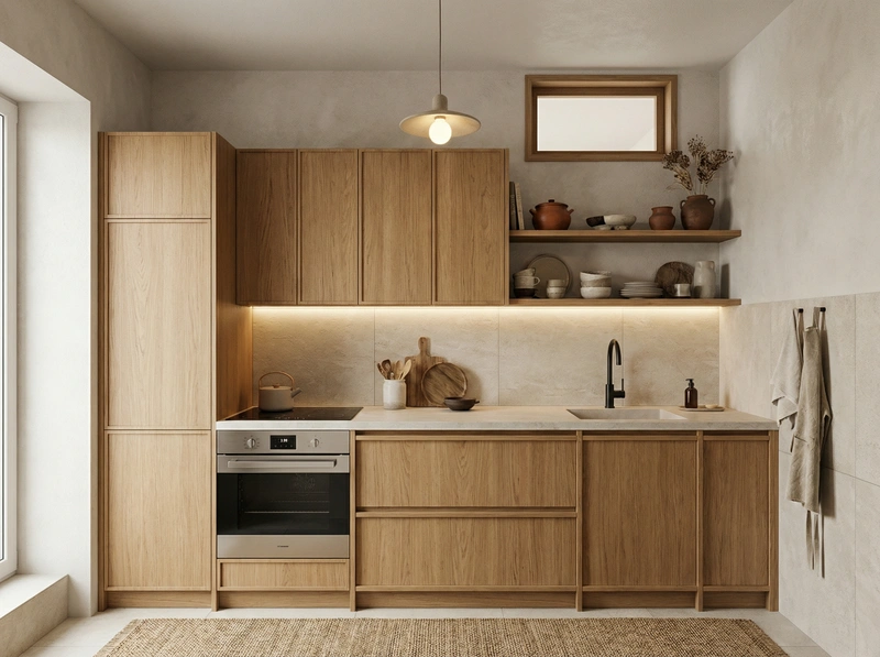 Дизайн кухни в стиле Japandi — фото интерьера от нейросети RoomGPT