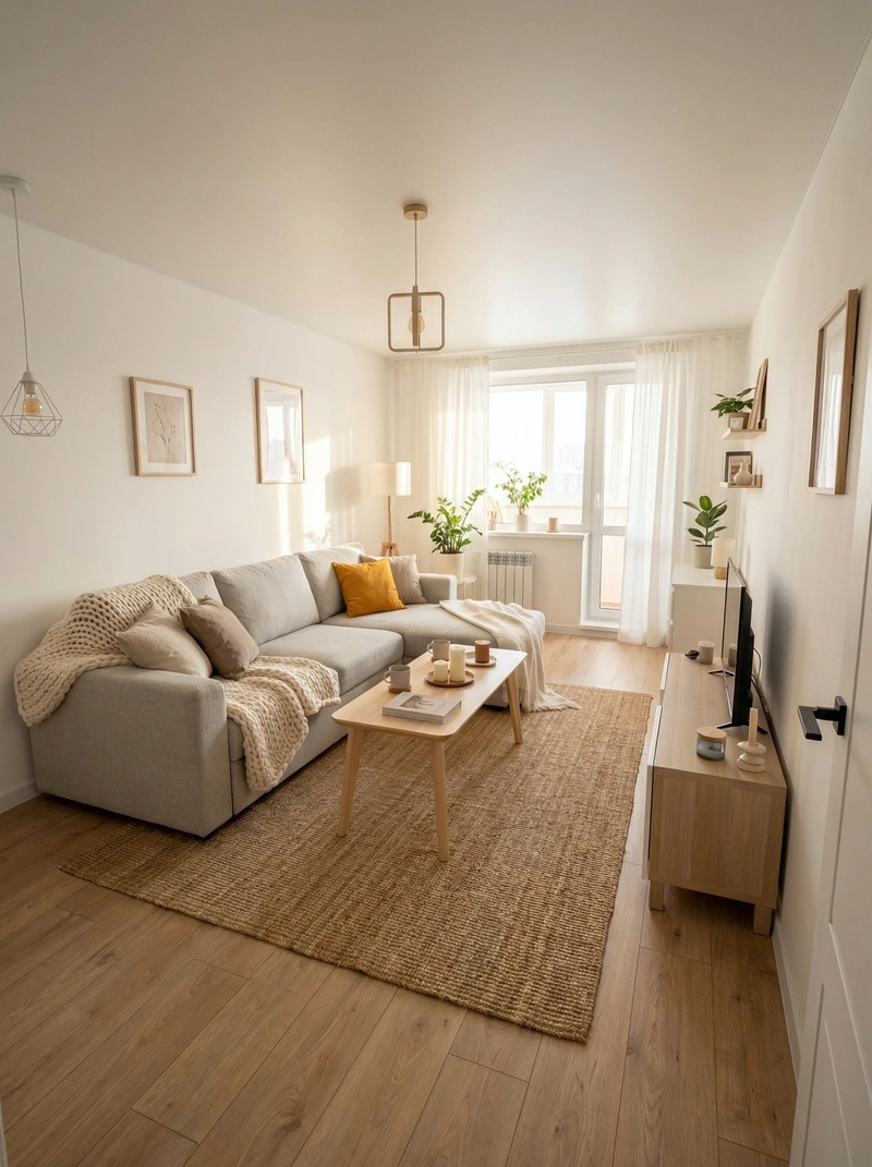 Дизайн интерьера в стиле Хюгге — Гостиная от нейросети RoomGPT