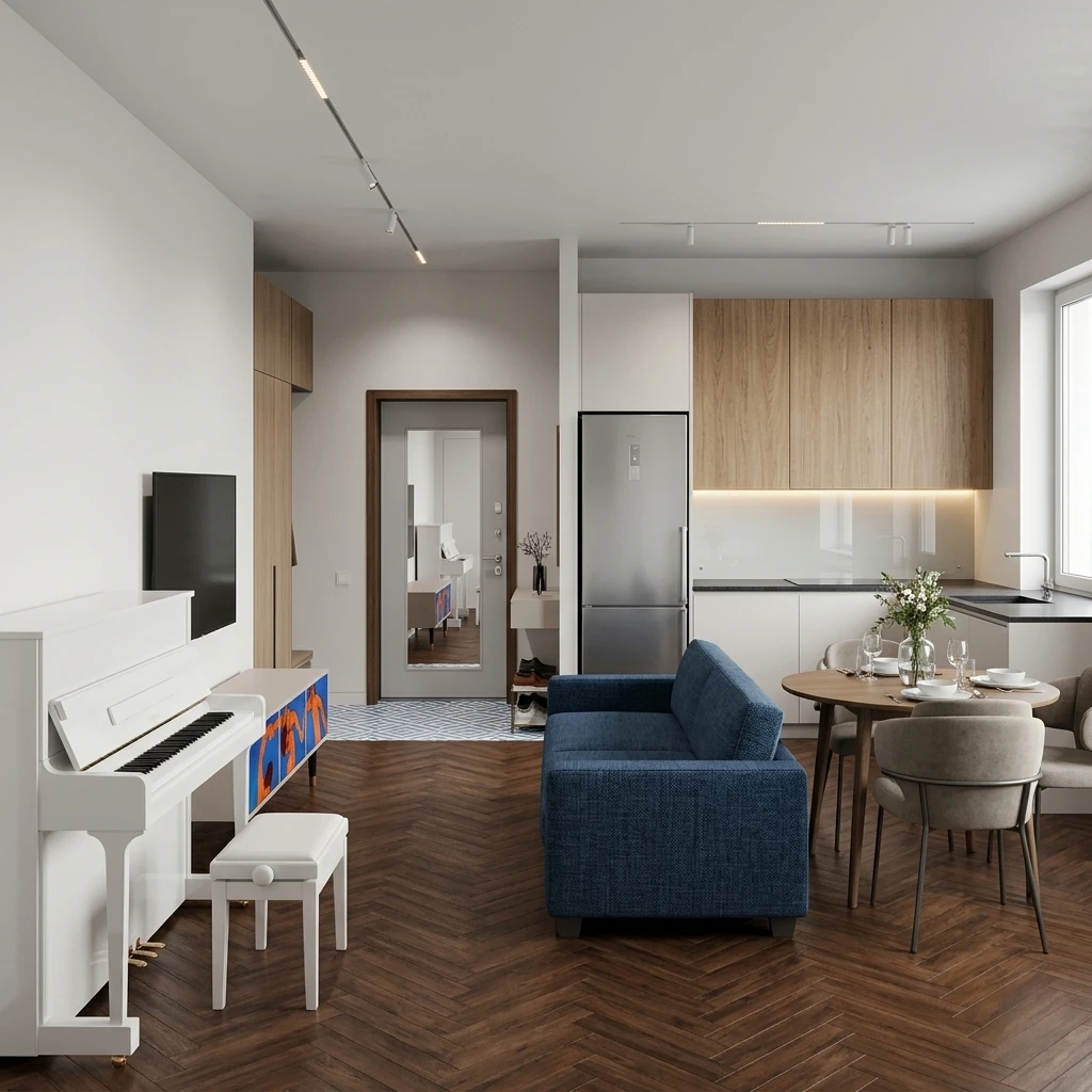 Дизайн интерьера в стиле Минимализм — Гостиная от нейросети RoomGPT