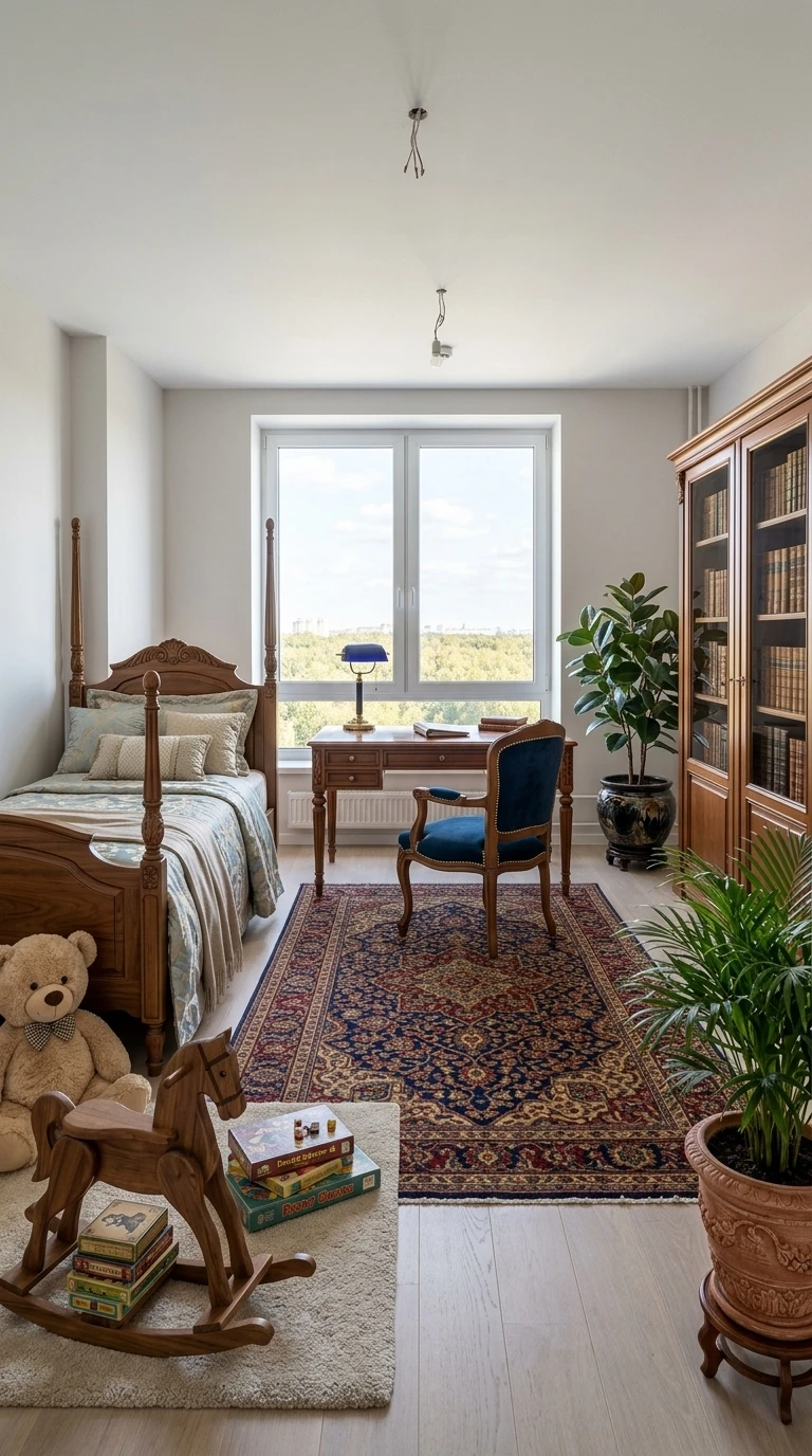 Дизайн детской в стиле Классика — фото интерьера от нейросети RoomGPT