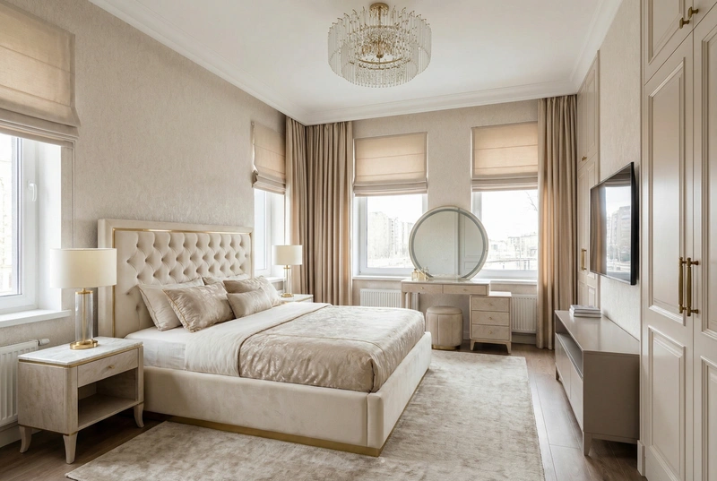 Дизайн спальни в стиле Классика — фото интерьера от нейросети RoomGPT