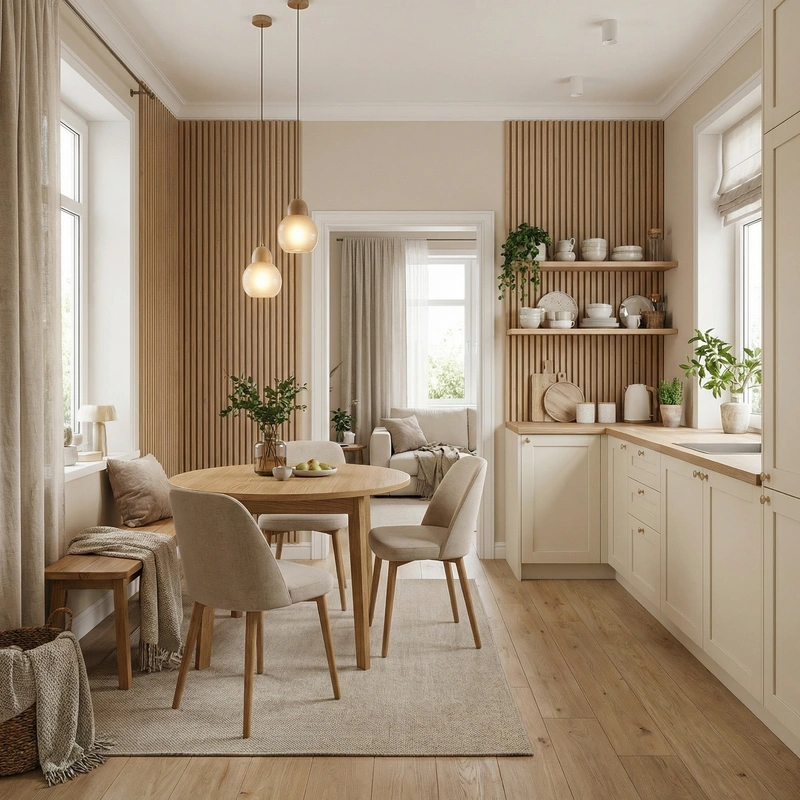 Дизайн интерьера в стиле Хюгге — Кухня от нейросети RoomGPT