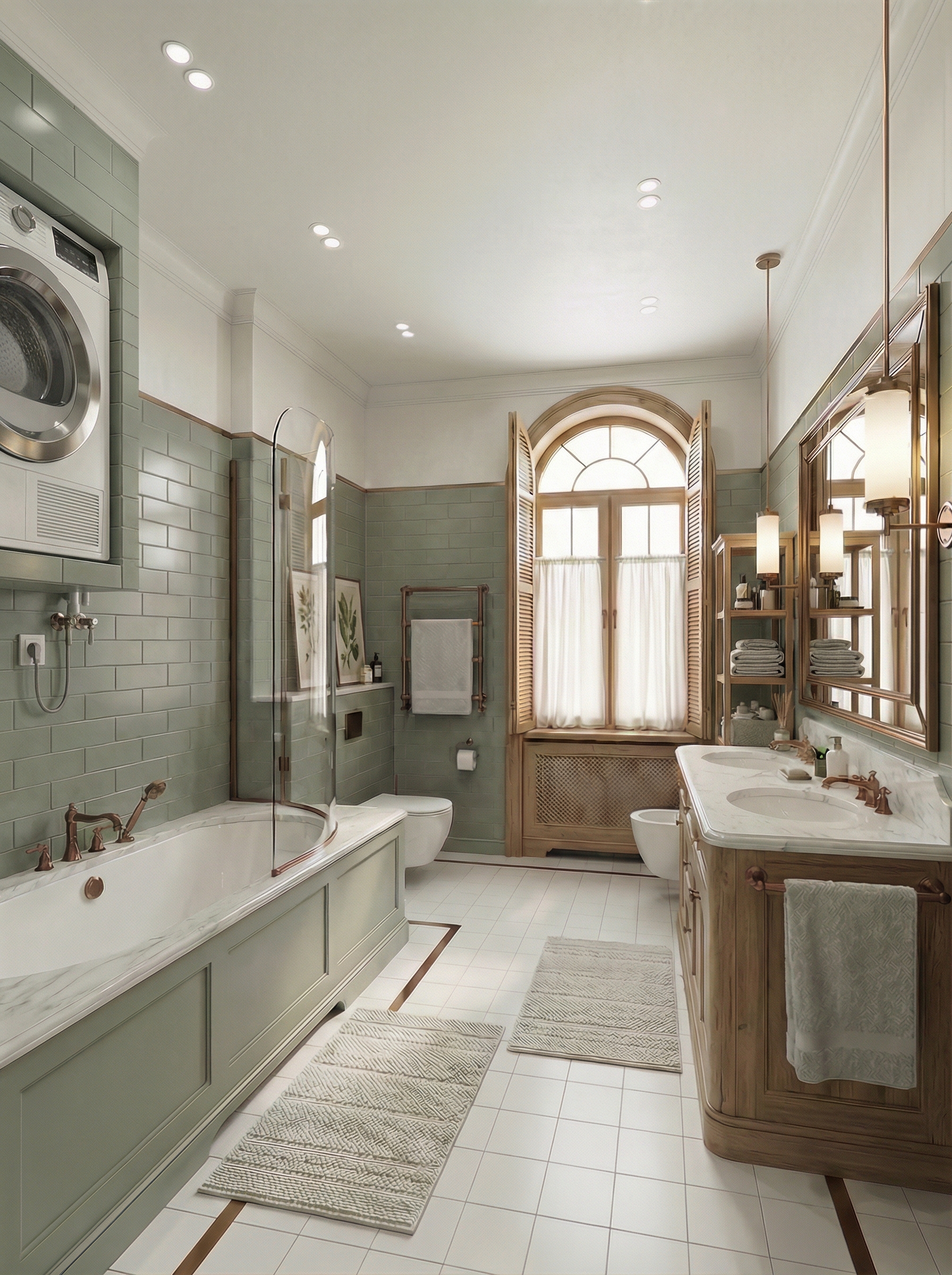 Дизайн ванной в стиле Британский — фото интерьера от нейросети RoomGPT