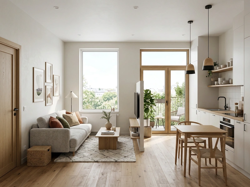 Дизайн интерьера в стиле Сканди — Гостиная от нейросети RoomGPT