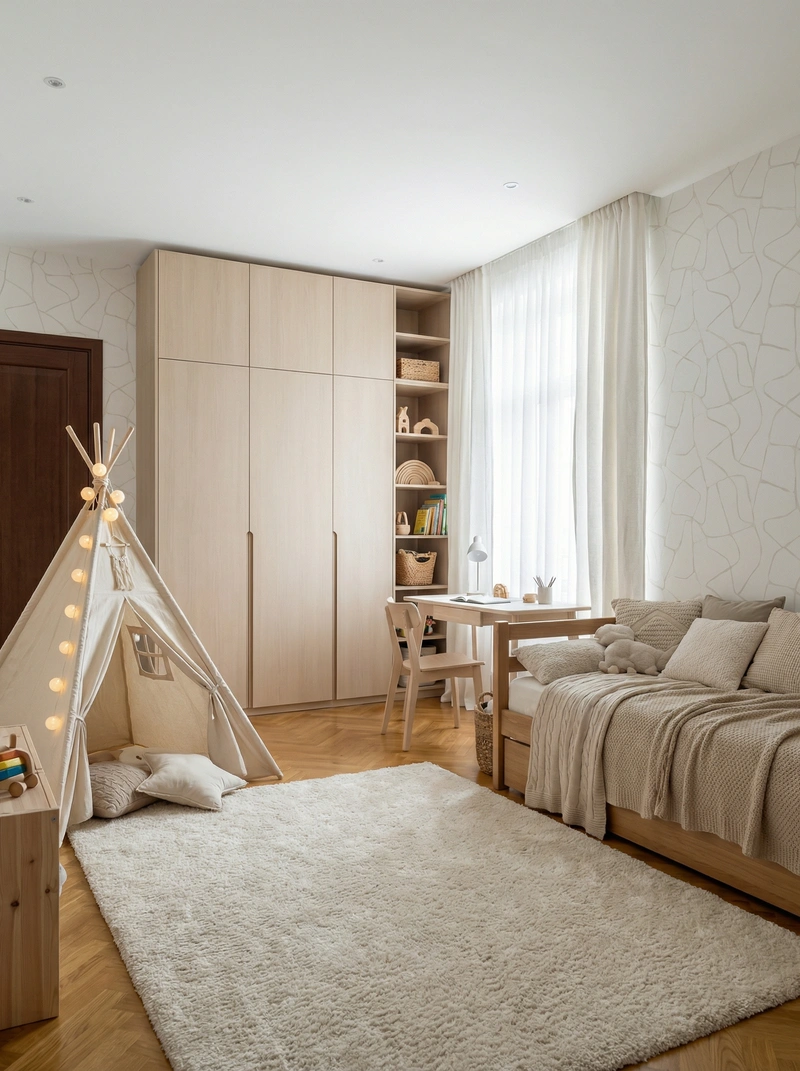Дизайн интерьера в стиле Хюгге — Детская от нейросети RoomGPT