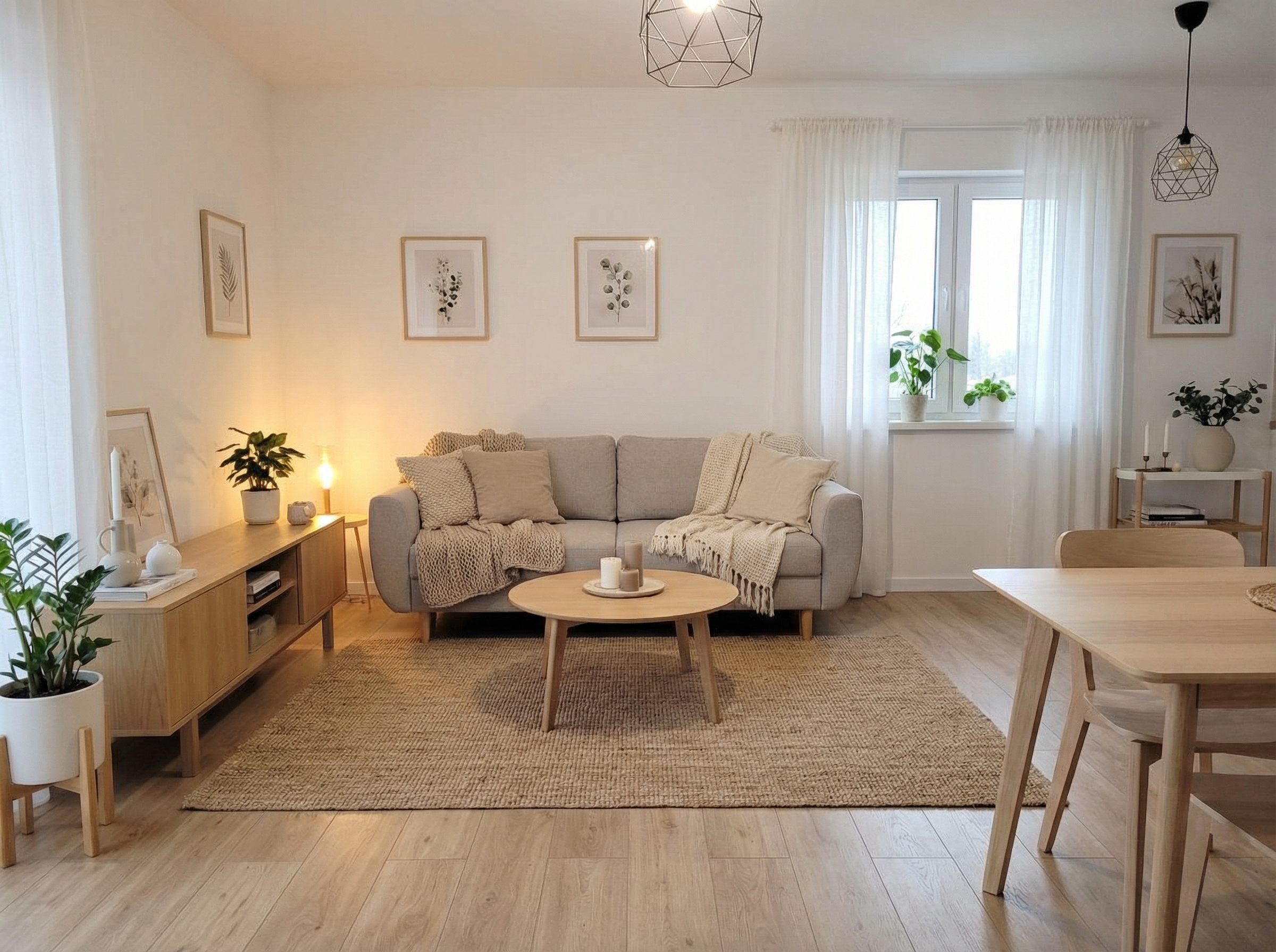 Дизайн гостиной в стиле Хюгге — фото интерьера от нейросети RoomGPT