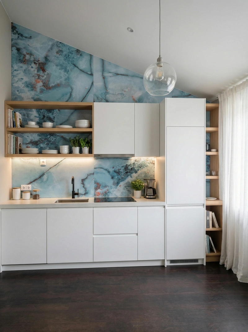 Дизайн кухни в стиле Сканди — фото интерьера от нейросети RoomGPT