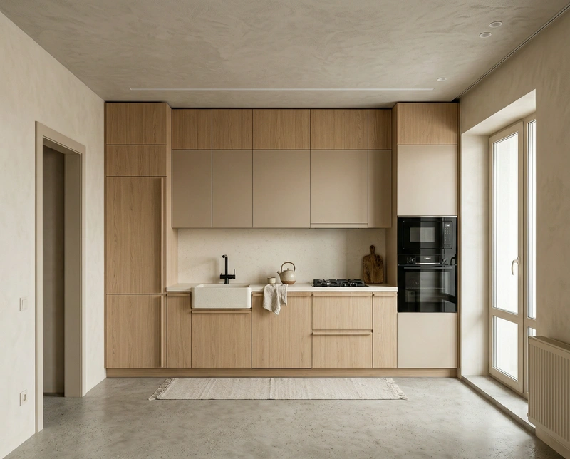 Дизайн кухни в стиле Japandi — фото интерьера от нейросети RoomGPT