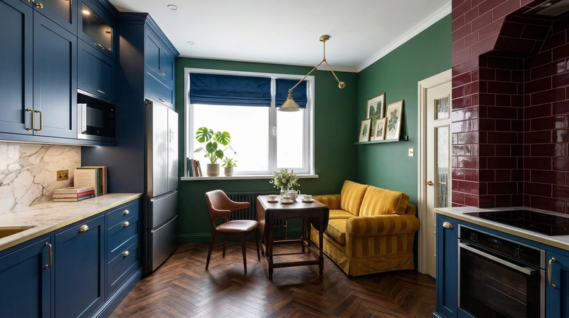 Дизайн кухни в стиле Британский — фото интерьера от нейросети RoomGPT