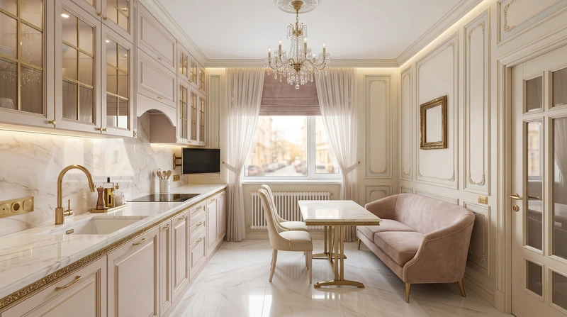 Дизайн интерьера в стиле Неоклассика — Кухня от нейросети RoomGPT