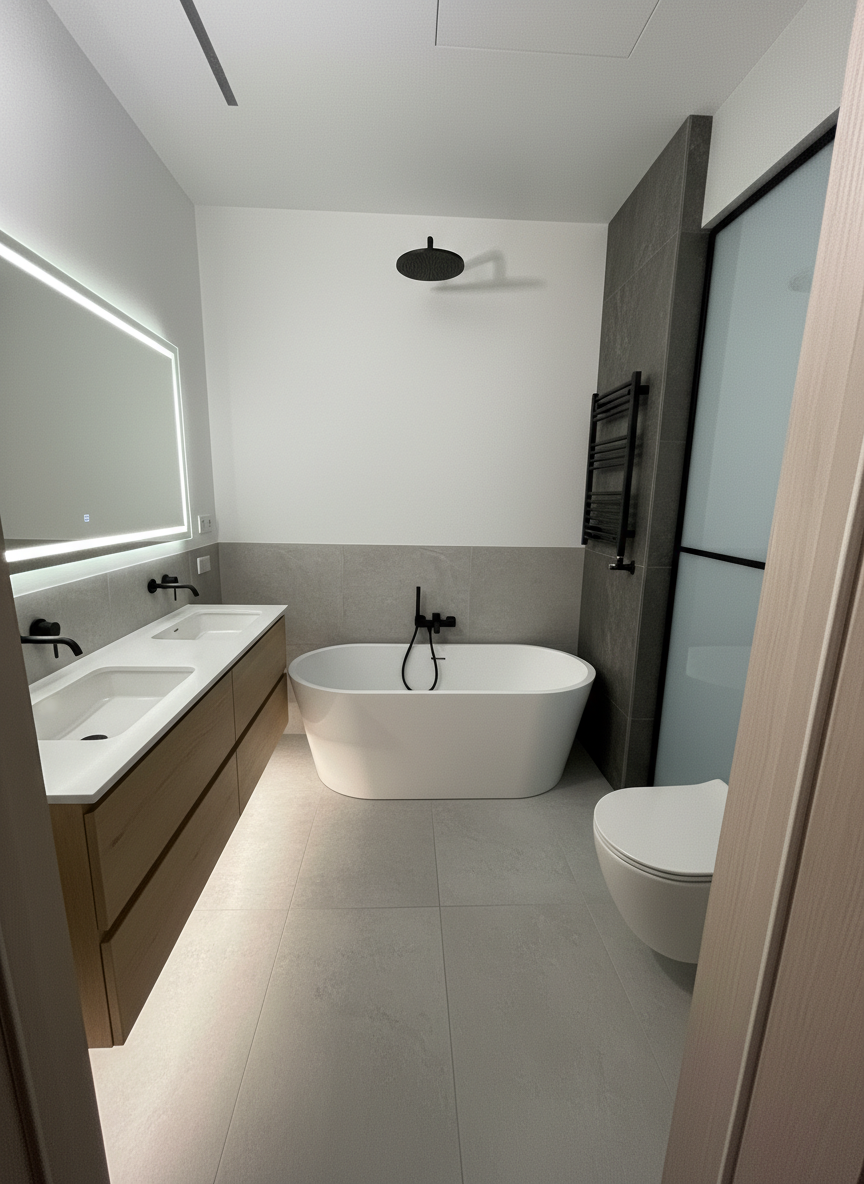 Дизайн ванной в стиле Минимализм — фото интерьера от нейросети RoomGPT