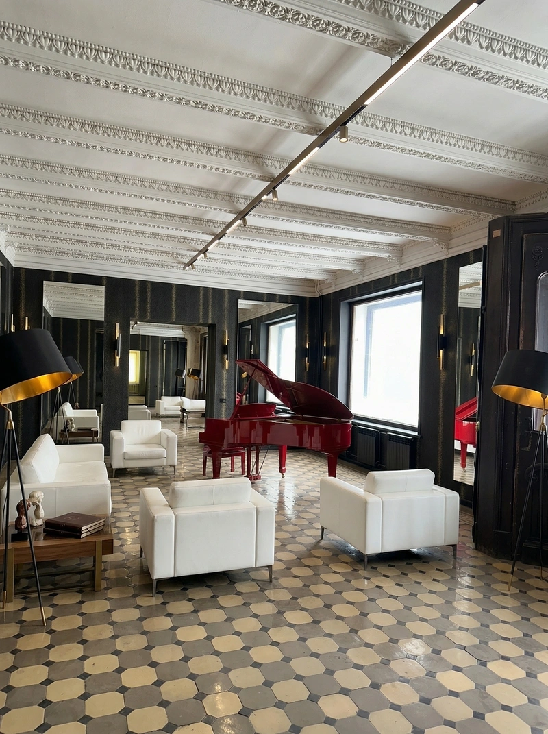 Дизайн гостиной в стиле Блэктэк — фото интерьера от нейросети RoomGPT