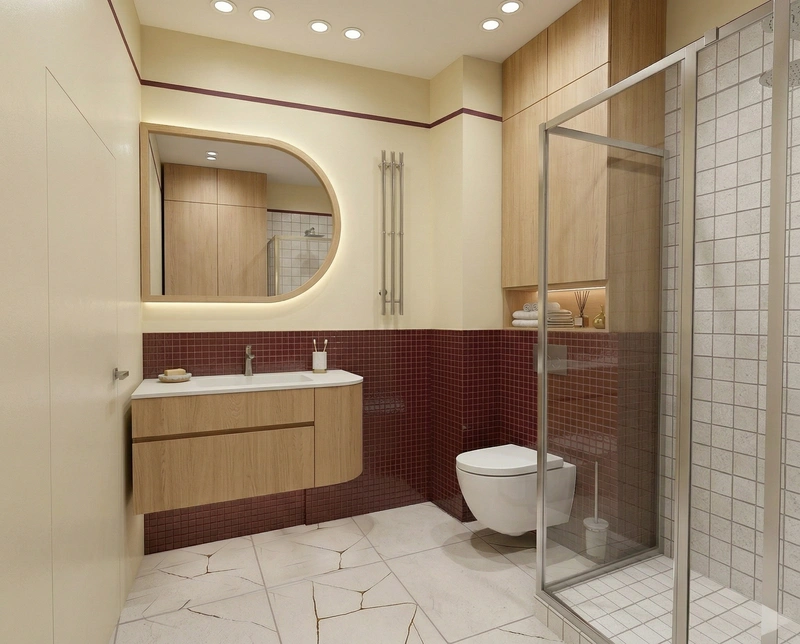 Дизайн ванной в стиле Japandi — фото интерьера от нейросети RoomGPT