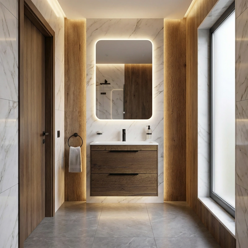 Дизайн интерьера в стиле Контемпорари — Ванная от нейросети RoomGPT