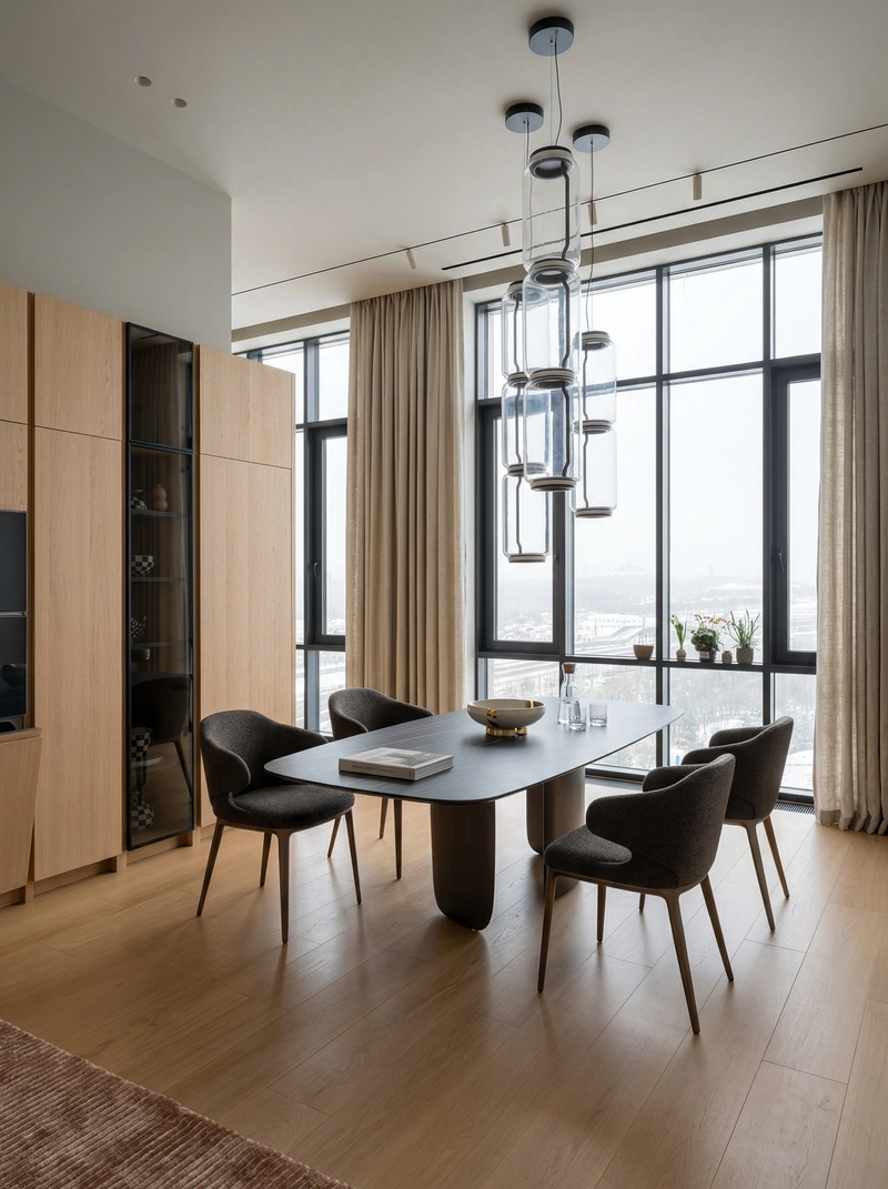 Дизайн интерьера в стиле Контемпорари — Гостиная от нейросети RoomGPT