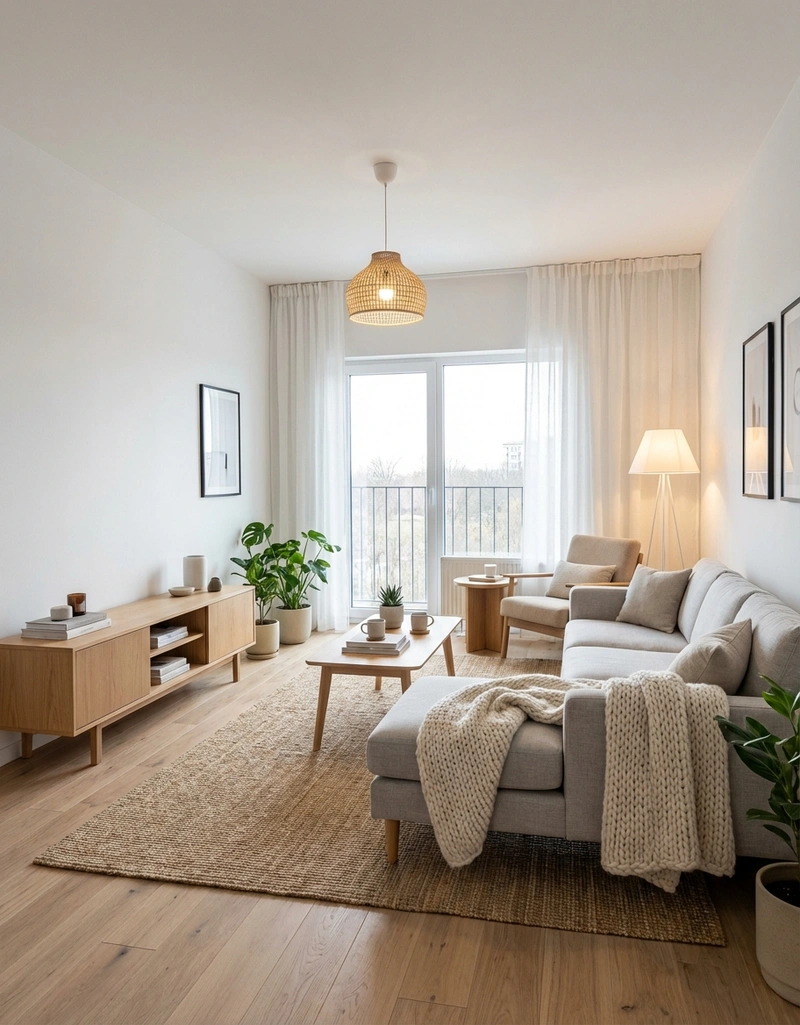 Дизайн интерьера в стиле Хюгге — Гостиная от нейросети RoomGPT