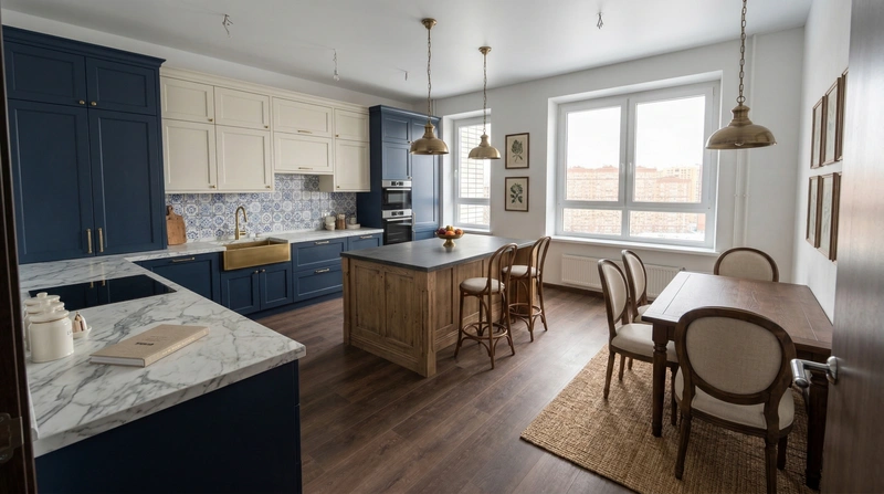 Дизайн кухни в стиле Классика — фото интерьера от нейросети RoomGPT