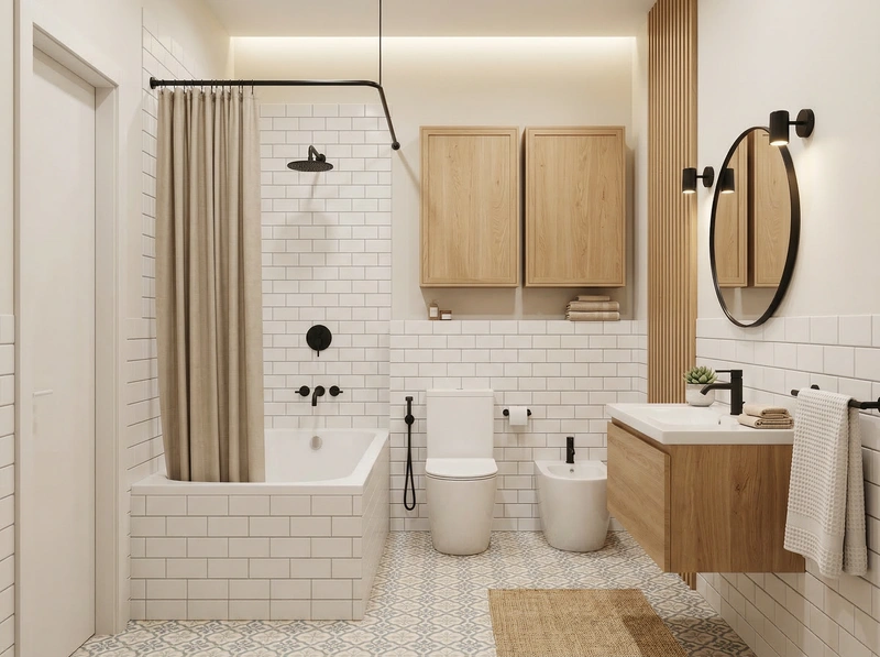 Дизайн интерьера в стиле Хюгге — Ванная от нейросети RoomGPT