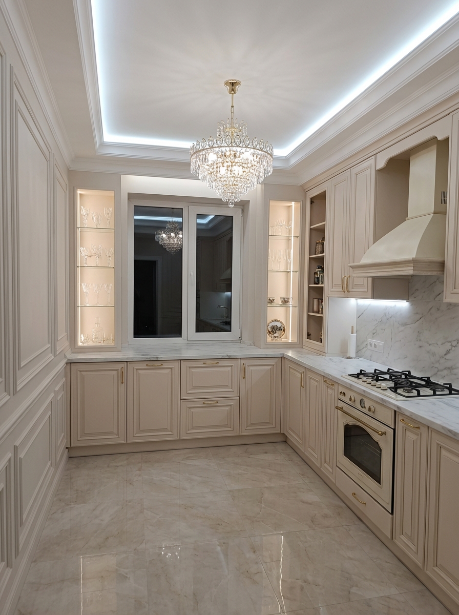 Дизайн кухни в стиле Классика — фото интерьера от нейросети RoomGPT