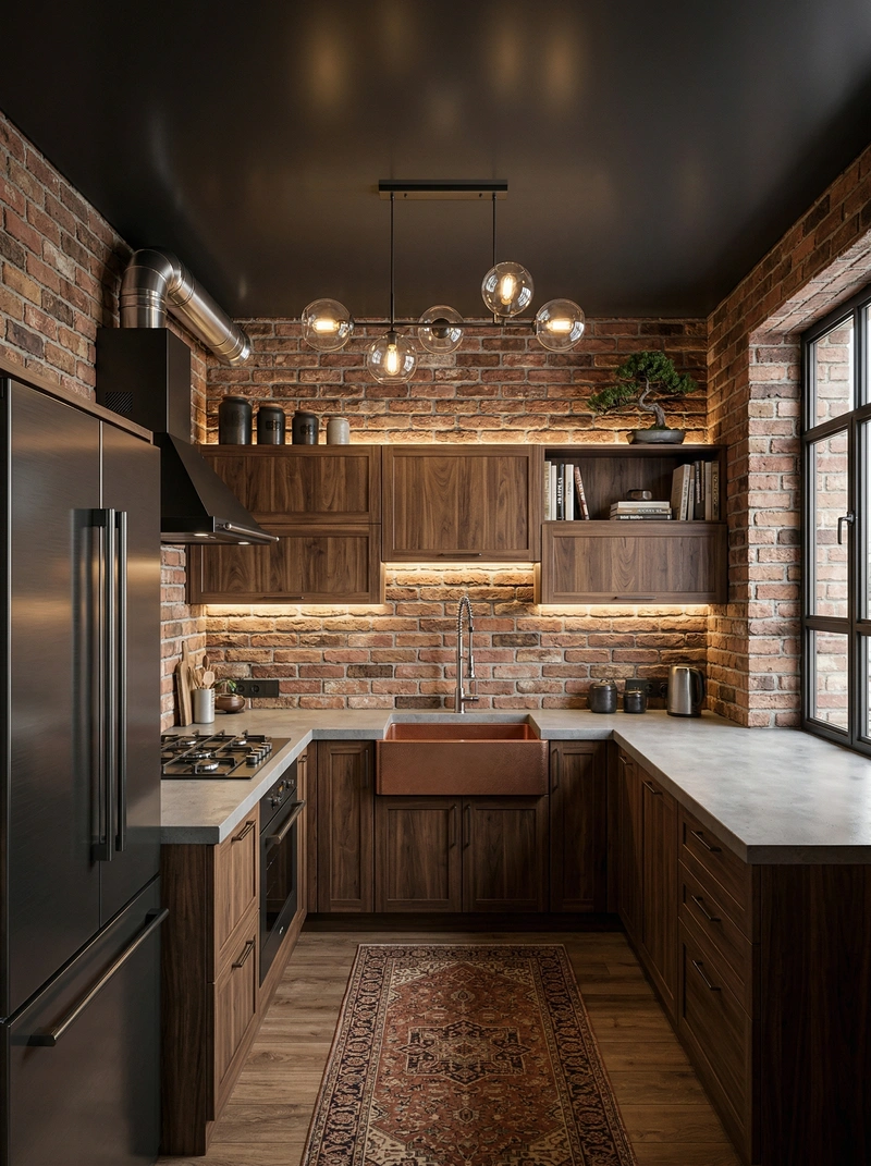 Дизайн кухни в стиле Лофт — фото интерьера от нейросети RoomGPT
