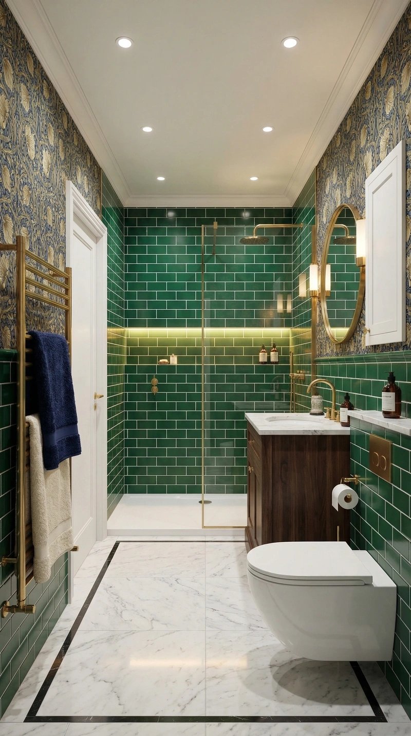 Дизайн ванной в стиле Британский — фото интерьера от нейросети RoomGPT