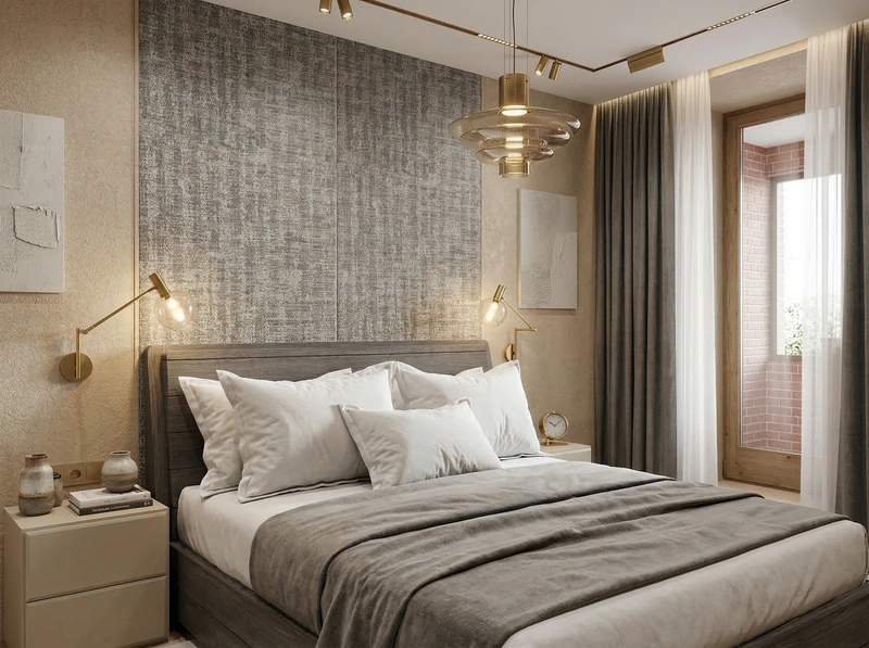 Дизайн спальни в стиле Контемпорари — фото интерьера от нейросети RoomGPT