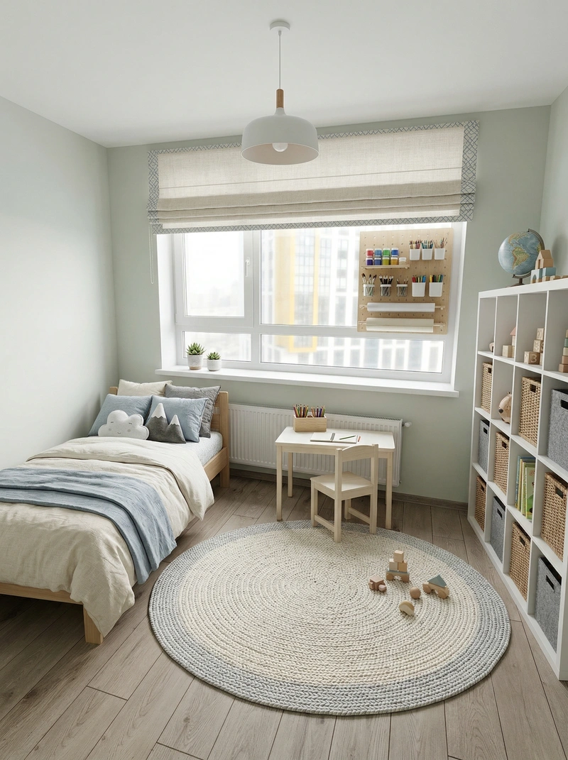 Дизайн детской в стиле Сканди — фото интерьера от нейросети RoomGPT