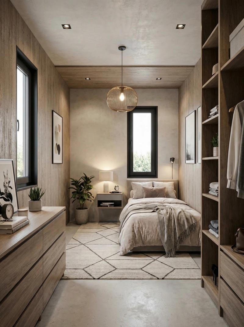 Дизайн спальни в стиле Контемпорари — фото интерьера от нейросети RoomGPT