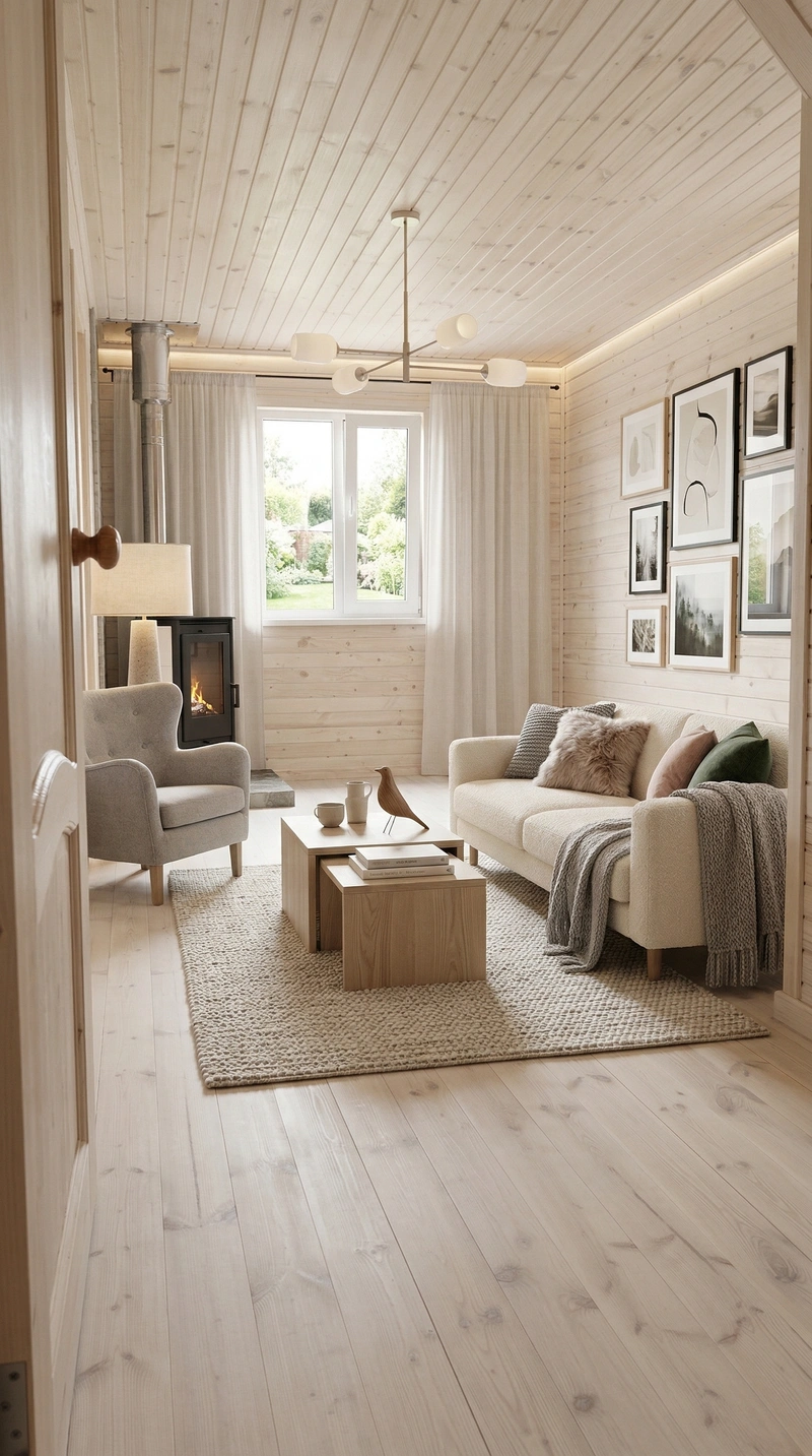 Дизайн гостиной в стиле Хюгге — фото интерьера от нейросети RoomGPT