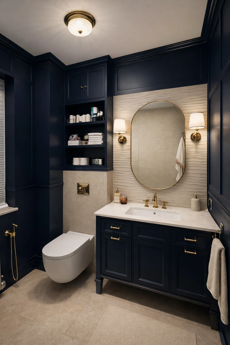 Дизайн ванной в стиле Британский — фото интерьера от нейросети RoomGPT