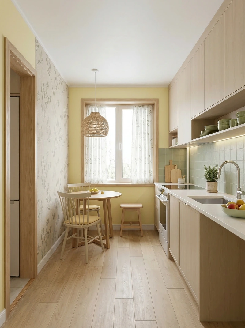 Дизайн кухни в стиле Сканди — фото интерьера от нейросети RoomGPT