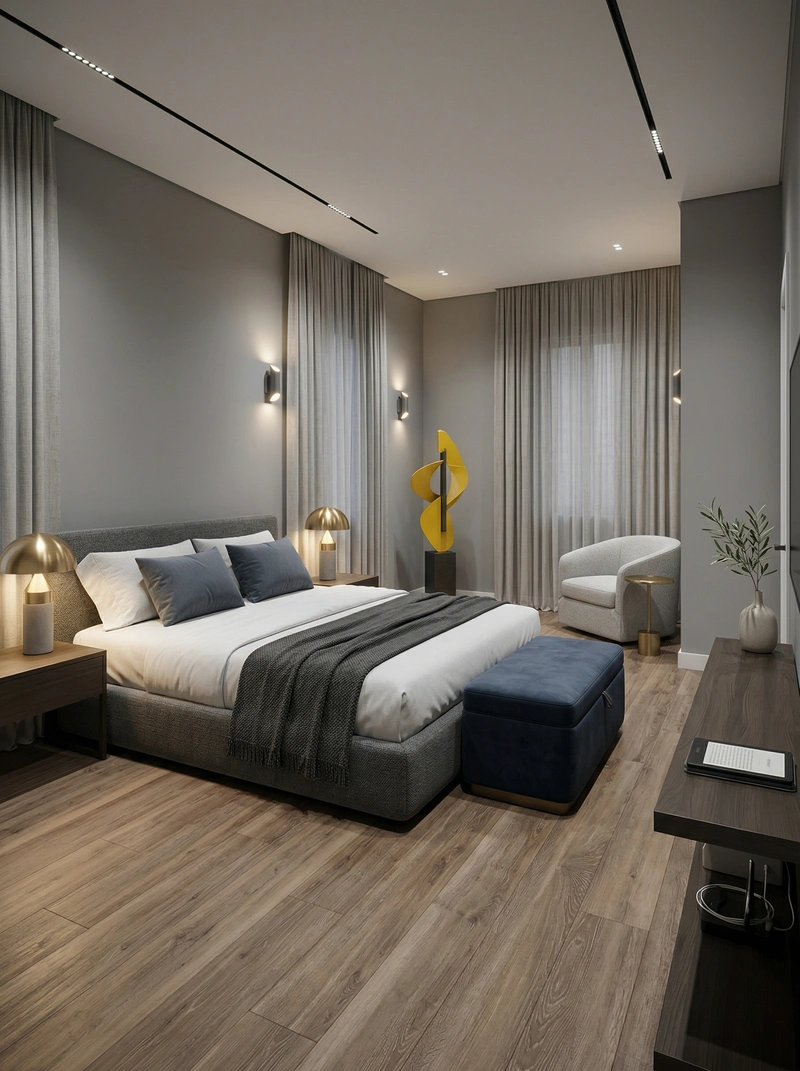 Дизайн спальни в стиле Минимализм — фото интерьера от нейросети RoomGPT