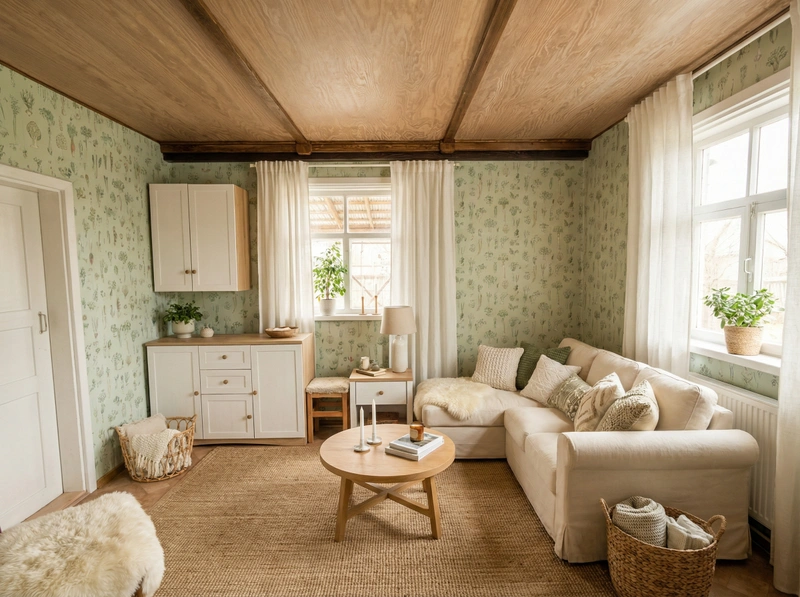 Дизайн интерьера в стиле Хюгге — Гостиная от нейросети RoomGPT