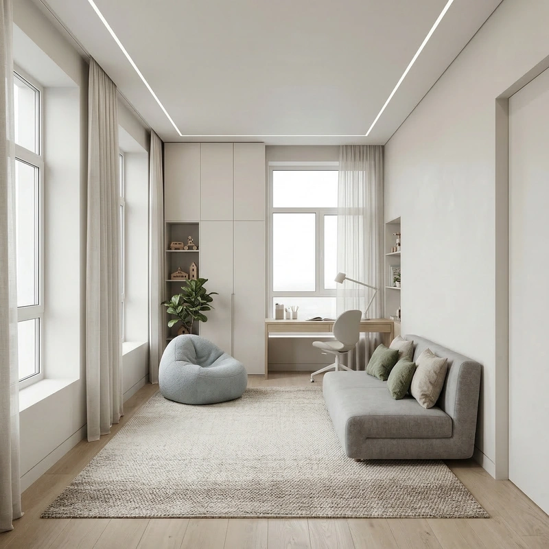 Дизайн детской в стиле Минимализм — фото интерьера от нейросети RoomGPT