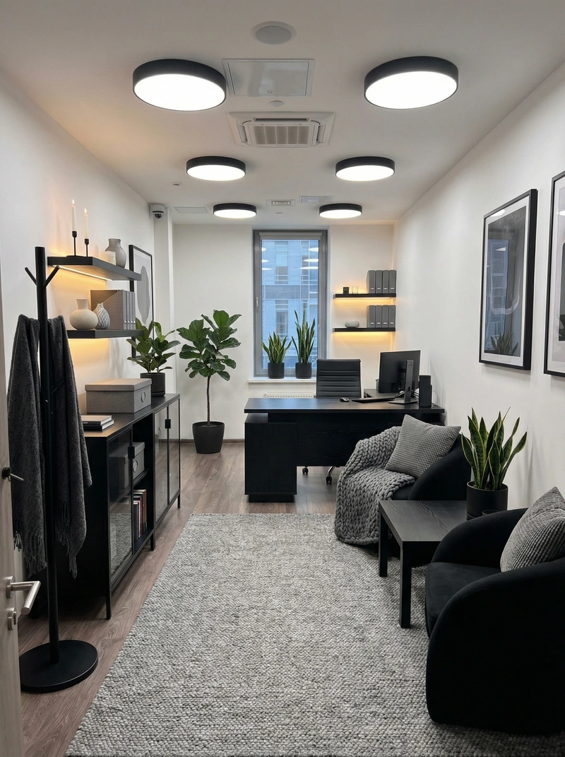 Дизайн интерьера в стиле Хюгге — Кабинет от нейросети RoomGPT