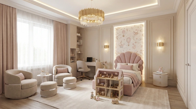 Дизайн интерьера в стиле Неоклассика — Детская от нейросети RoomGPT