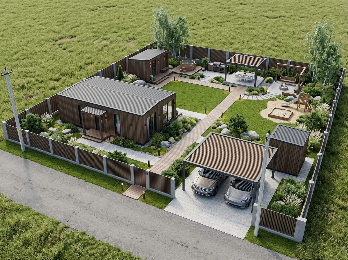 Ландшафтный дизайн в стиле Сканди — Участок от нейросети RoomGPT