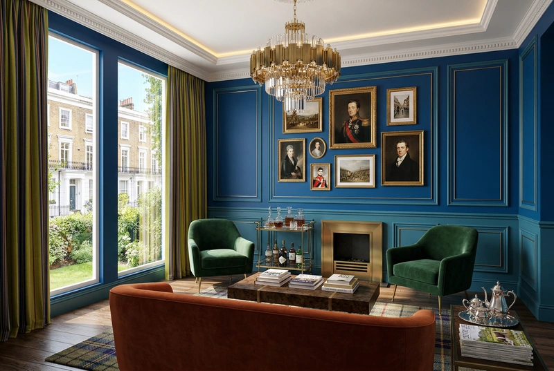 Дизайн гостиной в стиле Британский — фото интерьера от нейросети RoomGPT